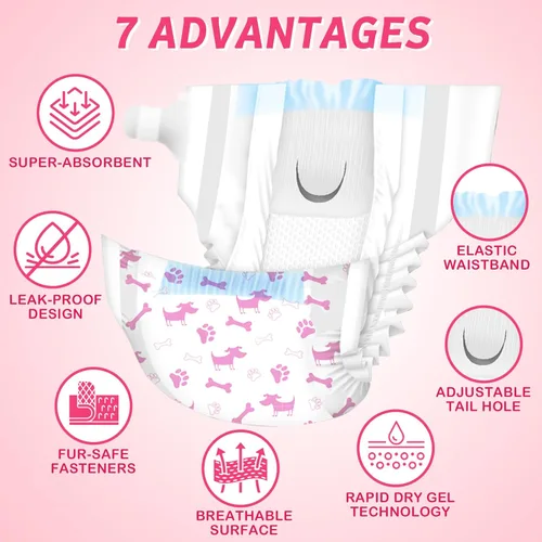 Miniatura 2 de Dono - Pañales desechables para mascotas hembras, súper absorbentes, suaves, con calentamiento y orina, pañales para perritas, incluye 20 pañales