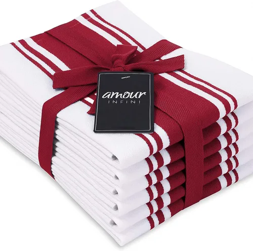 Miniatura 22 de AMOUR INFINI Toallas de cocina 100% algodón, paquete de 4, altamente absorbentes, de secado rápido, toallas de cocina a rayas de primera calidad