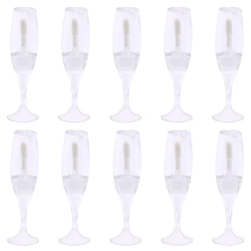 FZBNSRKO 10 tubos de brillo de labios, mini botellas vacías en forma de copa de vino, mini botellas recargables, tubo de brillo labial, contenedores