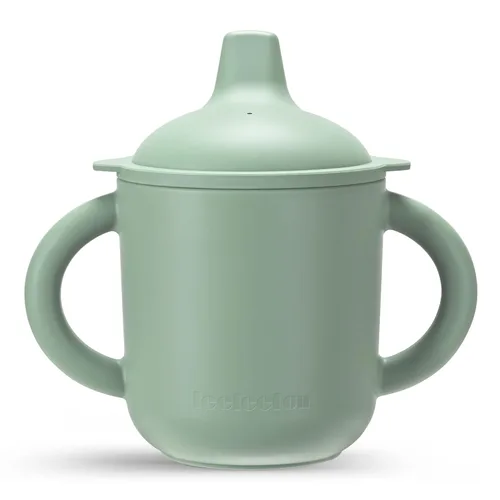 Leeleelon® Vaso de silicona para bebés de 6 meses en adelante, 6 onzas, 100% a prueba de fugas para bebé con asas, silicona platino (azul Cambridge)