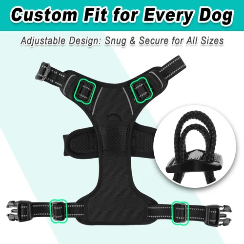 Miniatura 8 de BARKBAY Arnés para perro sin tirones, con 3 hebillas para perros grandes, ajustable, reflectante, cómodo, sin estrangulamiento, resistente, perfecto