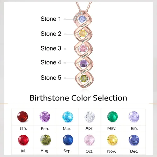 Miniatura 2 de Wendy Made Collar personalizado con nombre para la familia con 1-6 piedras natales, collar de piedra natal de la madre personalizado para mamá