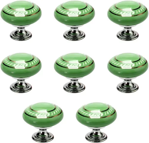 uxcell Perillas de cerámica vintage para cajones y muebles, puerta, armario, armario, aparador, decorativo, círculo, color verde