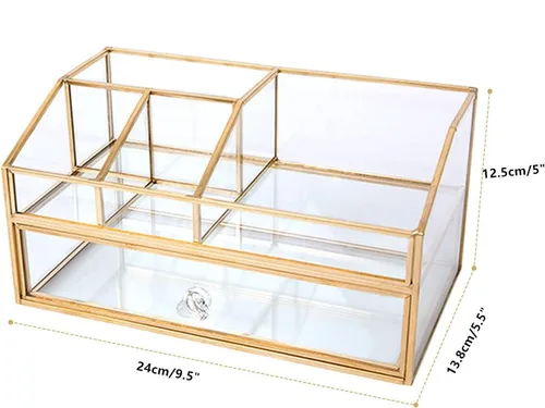 Miniatura 3 de Soporte para brochas de maquillaje de cristal, organizador de brochas de maquillaje, caja de exhibición de joyas, elegante organizador de maquillaje