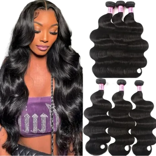 Miniatura 34 de UNice 4 manojos de cabello humano brasileño ondulado, 100% real, sin procesar, extensiones de cabello humano virgen, color negro natural, 20, 22