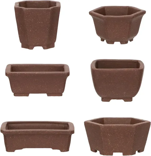 Miniatura 8 de Happy Bonsai Macetas sin esmaltar, 4 unidades, mini suculentas, 2.0 in, color natural