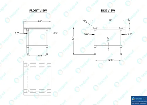 Miniatura 4 de AmGood Soporte para equipo de acero inoxidable, resistente, grado comercial, con estante inferior, certificado NSF