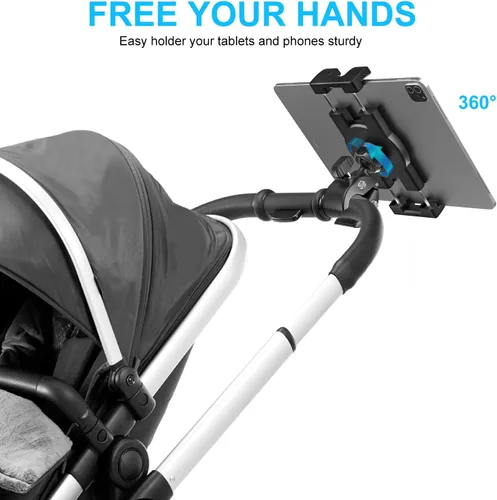 Miniatura 2 de Soporte para tablet de cochecito para bebé, abrazadera de manillar para scooter, silla de ruedas, bicicleta de gimnasio, equipo de entrenamiento