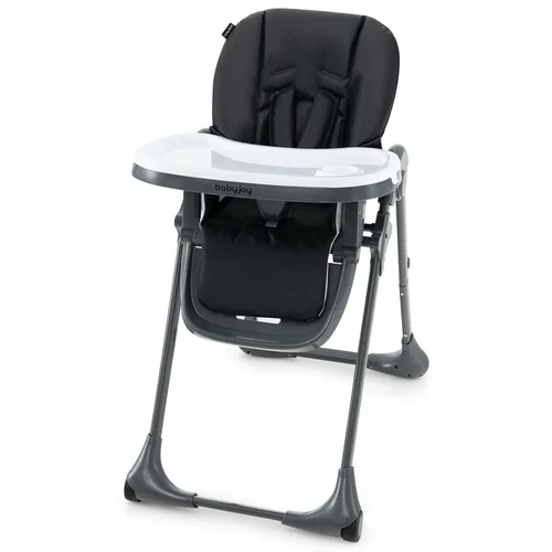 Miniatura 10 de BABY JOY Silla alta convertible para bebés y niños pequeños, altura ajustable, silla alta Grow & Go con reclinación y reposapiés, bandeja doble Gris