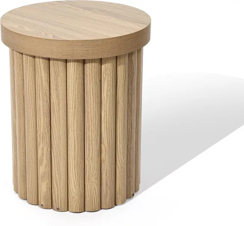 Miniatura 9 de LuxenHome Mesa auxiliar redonda, mesa auxiliar acanalada de 19 pulgadas de alto para espacios pequeños, mesa auxiliar pequeña moderna de mediados
