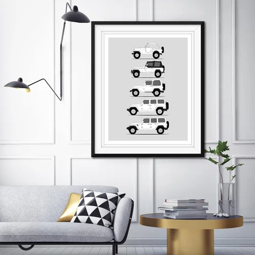 Miniatura 3 de Idea Network Póster hecho a mano compatible con Jeep Wrangler Generations (Yj, Tj, Jk, Jl), arte de pared impreso hecho a mano con las generaciones