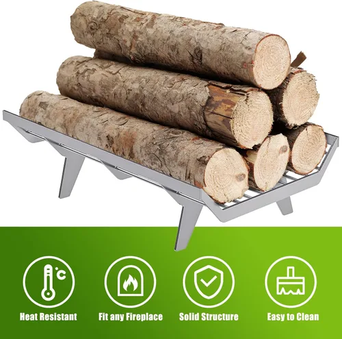 Miniatura 5 de BeneLabel SUS304 - Rejilla de chimenea de acero inoxidable de 24 pulgadas, soporte para estufa de leña de alta resistencia, rejilla de fuego