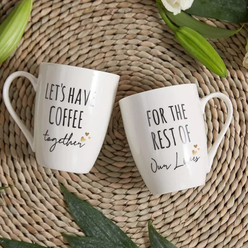 Miniatura 8 de AW BRIDAL Juego de 2 tazas de café únicas de cerámica para parejas recién comprometidas, 12 onzas, regalo de despedida de soltera para novia