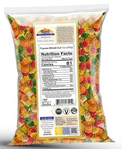 Miniatura 3 de Rani Far Far / Fryums (pellet de trigo y tapioca) Forma Bhindi 7 oz (200 g) ~ Vegano, Kosher, sin cocinar, utilizado para hacer papad, bhungra