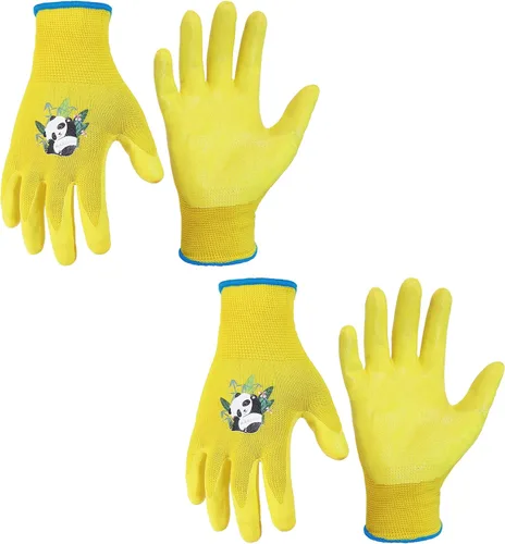 Miniatura 12 de HANDLANDY 3 pares de guantes de jardinería para niños sin látex, guantes de jardín para niños y niñas con revestimiento de nitrilo para niñas y Verde