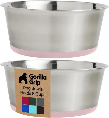 Miniatura 21 de GORILLA GRIP Tazones para perros, acero inoxidable 304 de grado alimenticio, con capacidad para 2 tazas cada uno (16 onzas líquidas) para alimentos