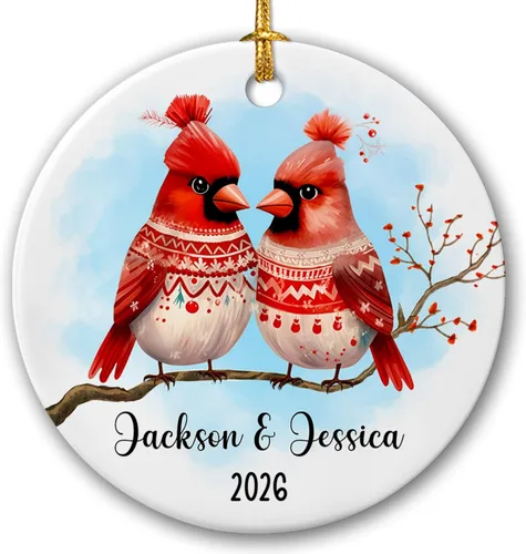 Miniatura 21 de Adorno de cerámica personalizado para pareja de leones 2026, regalos para parejas recién nacidas, novio, novia, adorno para parejas de leones, árbol