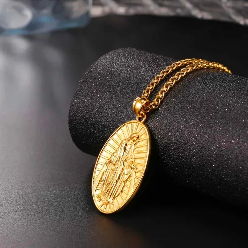Miniatura 14 de U7 Saint Benedict/Michael Medal Necklace, 316L Stainless Steel Virgin Mary Necklace for Men Women, Bible Verse Protection Necklace Catholic