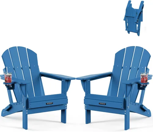 Miniatura 35 de MUCHENGHY Sillas Adirondack plegables, sillas de patio, sillas de césped, silla para exteriores, silla Adirondack de plástico, hoguera, resistente a