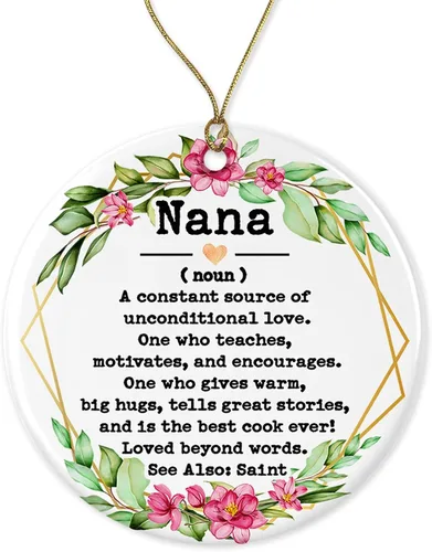 Adorno de Nana Sustantivo – Adorno de Navidad para Nana – Adorno del Día de la Madre – Regalos de Nana – Definición de Nana – Recuerdo impreso en