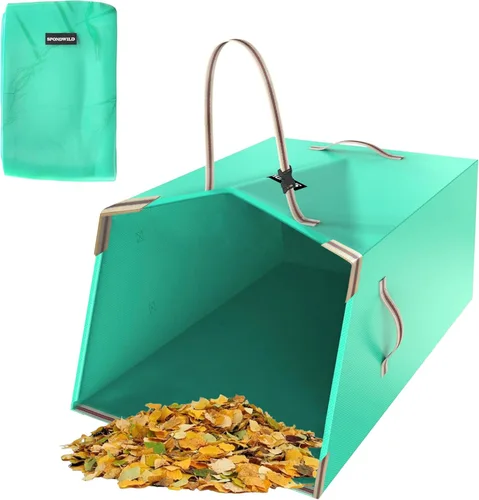 Colector de hojas y bolsa reutilizable para basura de patio, plegable, portátil, con mango ajustable, limpieza de césped de jardín (50 galones)