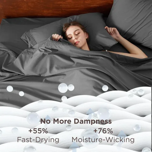 Miniatura 3 de Bedsure - Juego de sábanas queen para dormitorio, extrasuaves y transpirables con fundas de almohada, 4 piezas, esquinas profundas para colchones