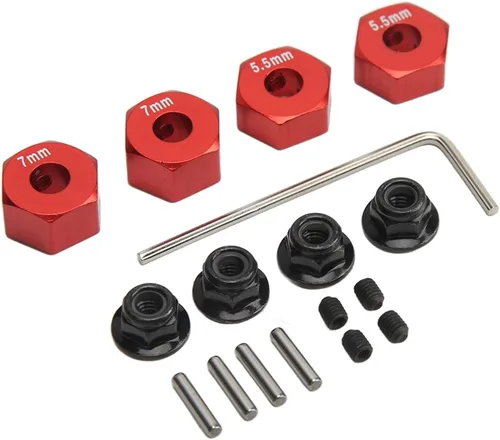 Miniatura 5 de Cubo de rueda RC, 4 piezas de aleación de aluminio RC hexagonal, cubo de neumático de vehículo RC, juego de accesorios para 1/10 Slash 4x4 rustler