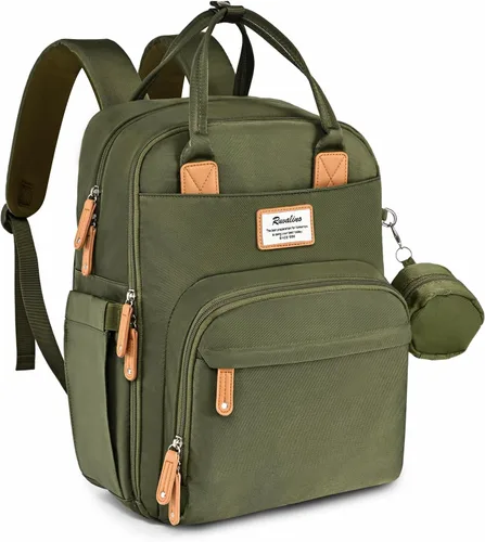 Miniatura 26 de RUVALINO Mochila para pañales, mochila de viaje multifunción, bolsa de maternidad para bebé, gran capacidad, impermeable y elegante, gris hierro