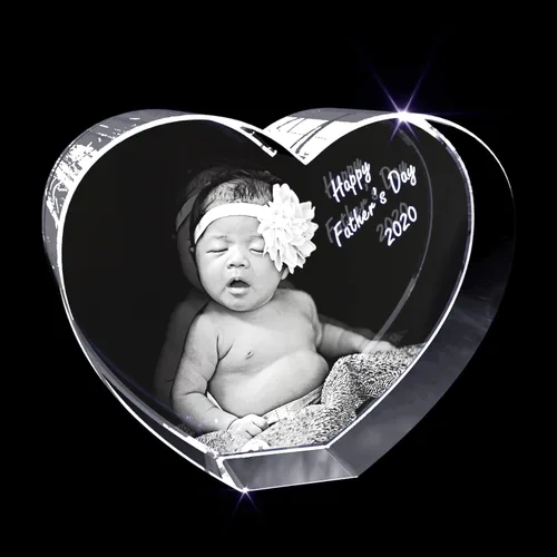 Miniatura 5 de Cristal grabado con foto 3D personalizada (corazón grande (4.92 x 4.33 x 2.3 pulgadas)