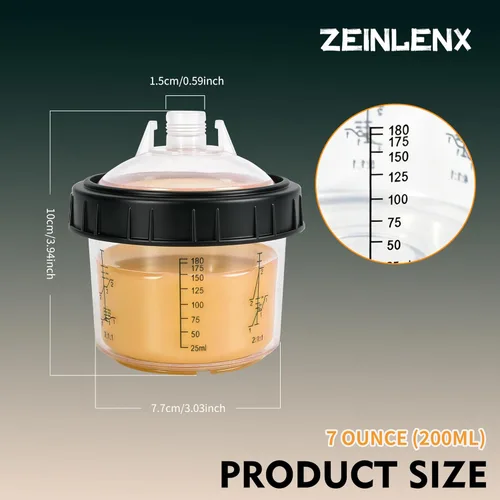 Miniatura 8 de Sistema de vasos de pistola de pintura desechable, kit de tazas mezcladoras de aerosol de pintura HVLP de 6.7 onzas fluidas con 50 revestimientos