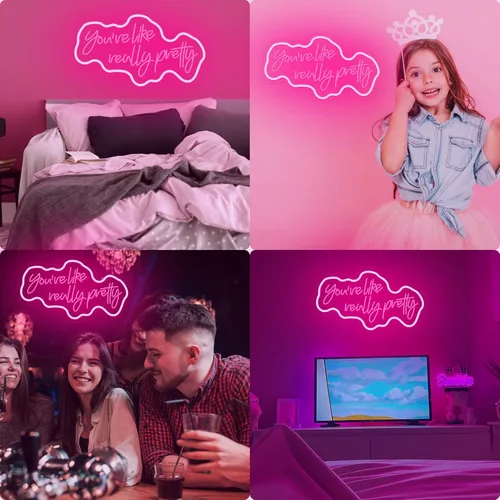 Miniatura 2 de Letrero de neón con texto en inglés "You're Like Really Pretty Wall Decor LED Neon Light Sign" para decoración de pared, boda, fiesta, cumpleaños
