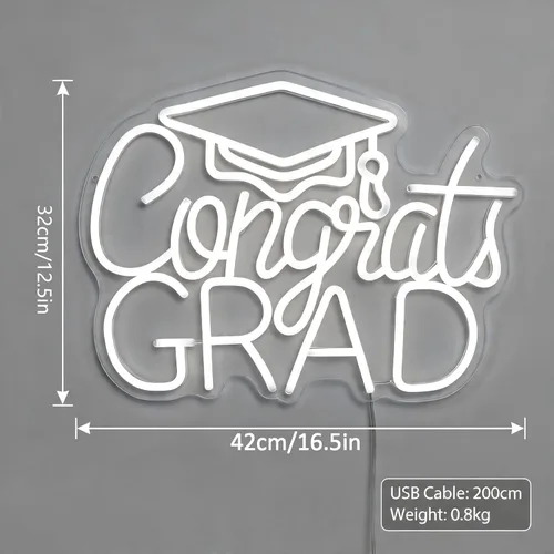 Miniatura 3 de Letrero de Felicitaciones de Graduación en Neón - (16.5x12.6in/42x32cm) Luz de Neón para Fiesta de Graduación, Decoración de Telón de Fondo