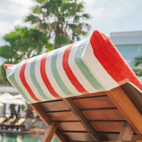 Miniatura 4 de Arkwright Cabo Funda para Tumbona - Paquete de 2 - Toalla de Cabana de Algodón Suave a Rayas con Portabolsillos para Silla de Playa, Piscina