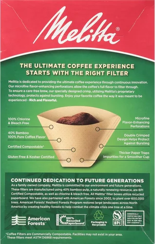 Miniatura 11 de Melitta Filtros de café en cono #4, bambú, 80 unidades (paquete de 6), 480 filtros en total, se adapta a todas las cafeteras de cono de 8 a 12 tazas