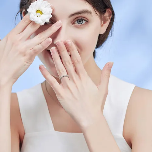 Miniatura 5 de Anillo giratorio para aliviar la ansiedad con margaritas You Are My Sunshine Flower Fidget Ring de plata esterlina TDAH para aliviar el estrés