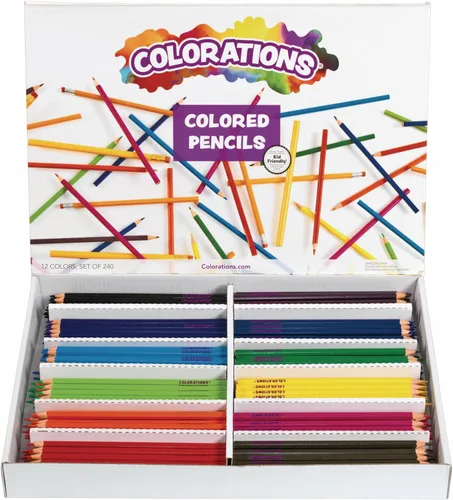 Colorations Lápices de color, juego de 240, preafilados, 12 colores, núcleo grueso, hexagonal, madera cosechada, suministros para el aula