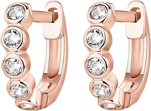 Miniatura 3 de PAVOI Aretes de aro de plata de ley chapados en oro de 14 quilates con circonita cúbica para mujer