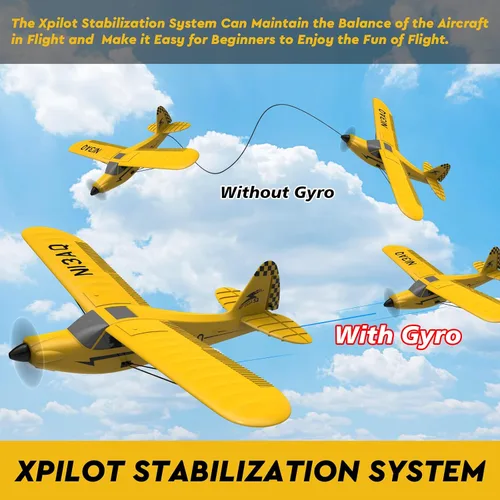 Miniatura 8 de Avión RC de 82.4 °F con control remoto de 3 canales, entrenador de avión deportivo Cub S2 con protector de hélice y sistema de estabilización