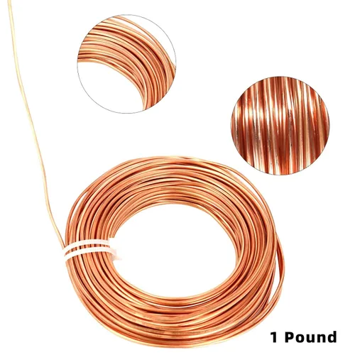 Miniatura 5 de Alambre de cobre suave 99.9%, calibre 6/diámetro de 4.1 mm, 3.8m/12.5 pies, carrete de 1 libra, alambre de cobre puro, alambre para hacer joyas