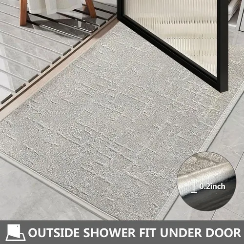 Miniatura 4 de Alfombras de baño finas para debajo de la puerta, de pelo bajo, planas, en relieve, absorbentes, de secado rápido, junto a la bañera, fregadero