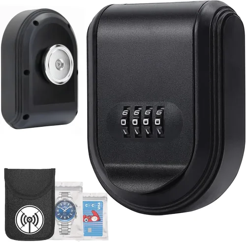 Caja magnética para llaves para ocultar una llave debajo del automóvil con cerradura de combinación con imán fuerte para guardar llaves en