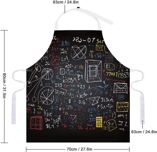 Miniatura 2 de Mathematics And Physics Apron with Pockets Water And Oil Resistant Kitchen Aprons Professional Adjustable Bib Apron for Women Men