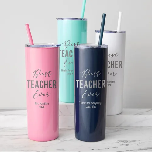 Miniatura 2 de Lifetime Creations Vaso de acero inoxidable grabado personalizado con popote de 20 onzas (menta), regalo para profesor, tutor, instructor