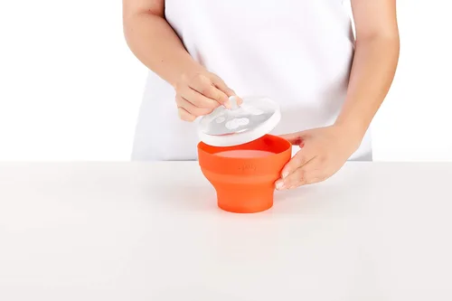 Miniatura 5 de Lékué - Mini máquina para hacer palomitas de maíz para microondas, talla XS, color rojo, tazón de palomitas emergente rápido y saludable, sirve
