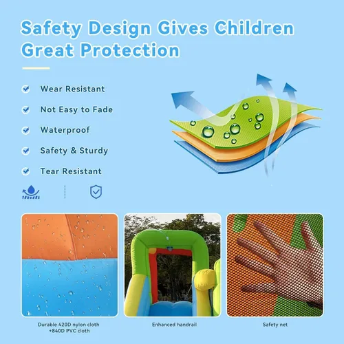 Miniatura 7 de FBSPORT - Castillo inflable con tobogán acuático, casa de rebote para niños, para interiores y exteriores, con soplador de 550 W, castillo hinchable