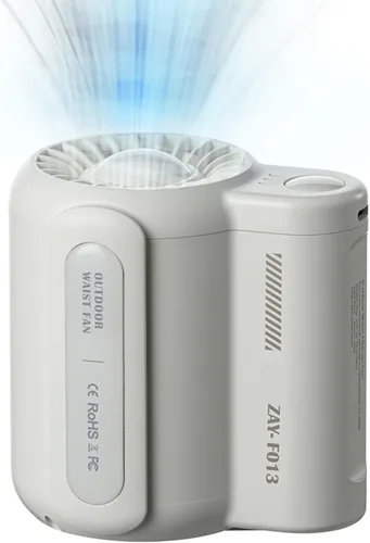 Miniatura 7 de fuliying Ventilador de cintura portátil recargable – Batería de 4500 mAh dura 10 horas, ventilador personal de clip de 3 velocidades, mini