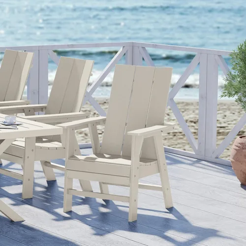 Miniatura 38 de WestinTrends Malibu Outdoor Patio HDPE Adirondack Silla de comedor para patio, color negro