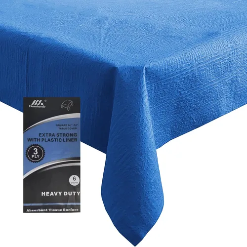 Miniatura 15 de [Paquete de 6] Manteles Cuadrados Negros de 54x54 Pulgadas, Mantel de Mesa de Papel Desechable para Mesas Cuadradas y Redondas, Cubierta de Mesa