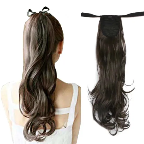 Miniatura 25 de Extensión de cabello sintético rizado con clip, cola de caballo larga, con clip, para niñas, mujeres y mujeres