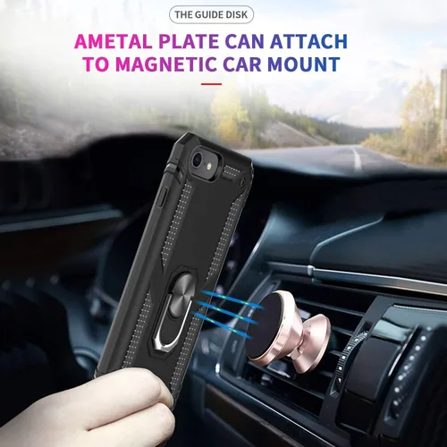 Miniatura 4 de LeYi Funda para iPhone SE 2022/2020 con [2 unidades] protector de pantalla de vidrio templado, cubierta de grado militar con soporte de anillo Negro
